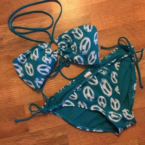 Xhilaration Swim - Teal blue XL peace sign bikini Xhilaration Swim - Teal blue XL peace sign bikini
